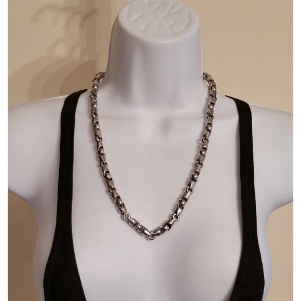 SYNY Stainless Steel Unisex Chunky Statement Necklace Hefty
